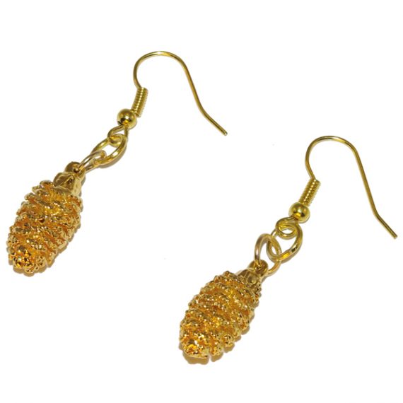 Alder Cone Gold Earrings